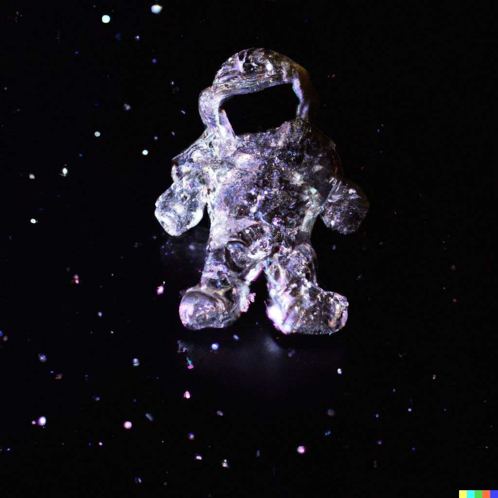 an astronaut made out of a sparkling geode